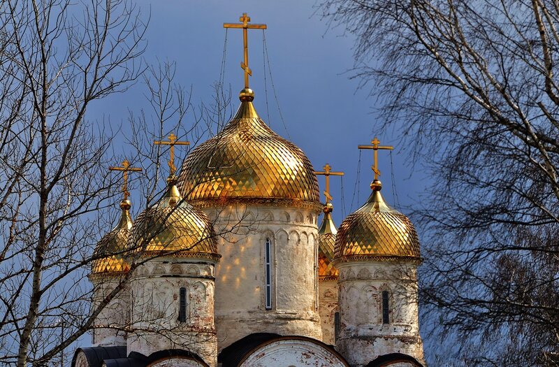 Golden domes of a Russian church
