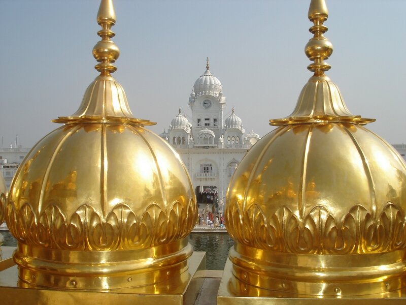 Golden domes of a Sikh temple