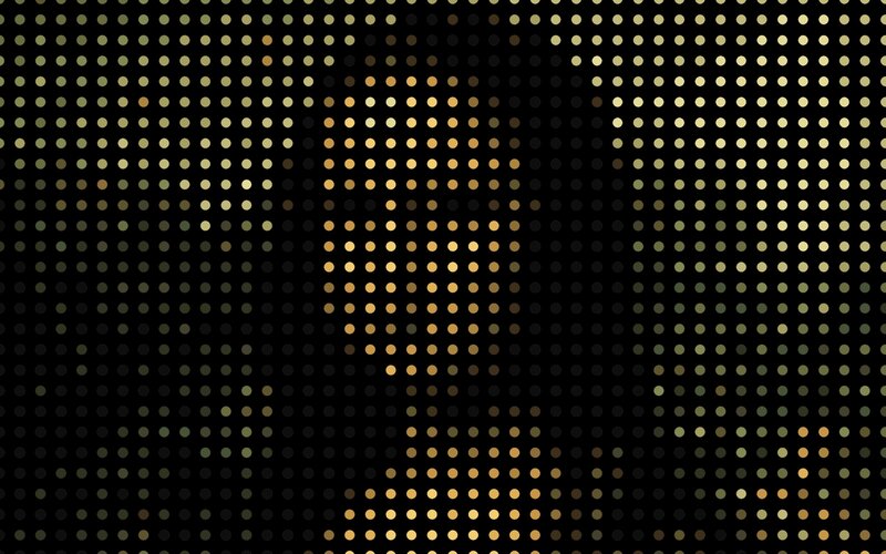 golden dot pattern on black