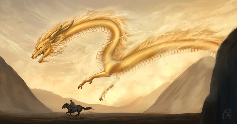 Golden Dragon and Rider