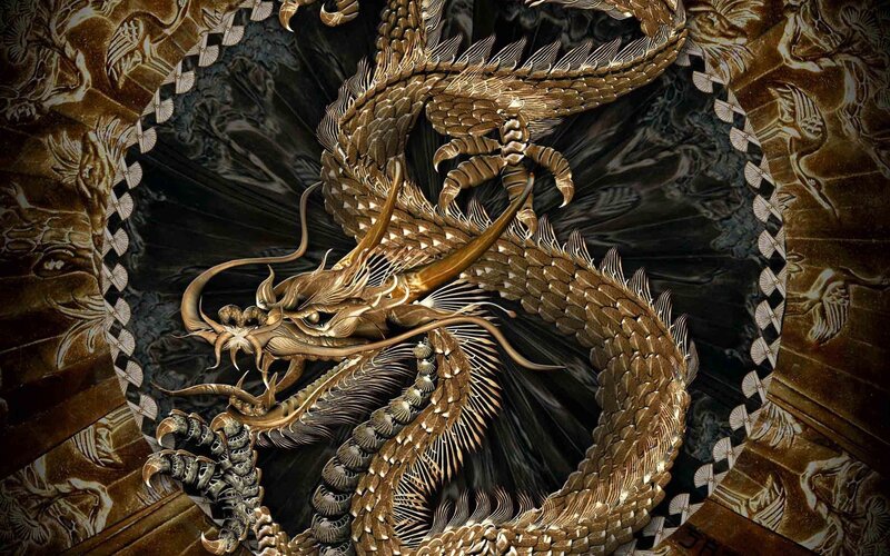 golden dragon artwork
