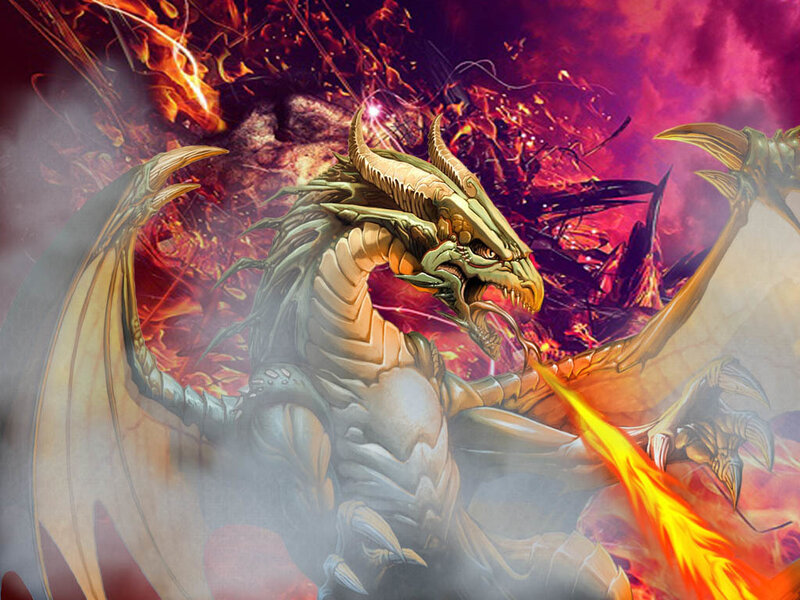 Golden Dragon Breathing Fire