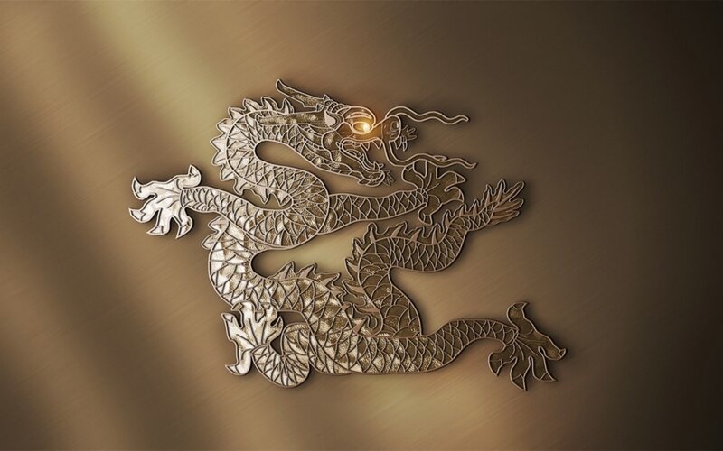 Golden Dragon Carving — Gold, Dramatic