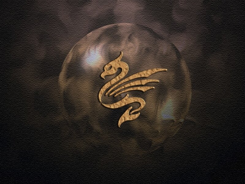 golden dragon emblem on sphere