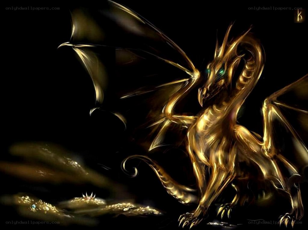 golden dragon fantasy artwork