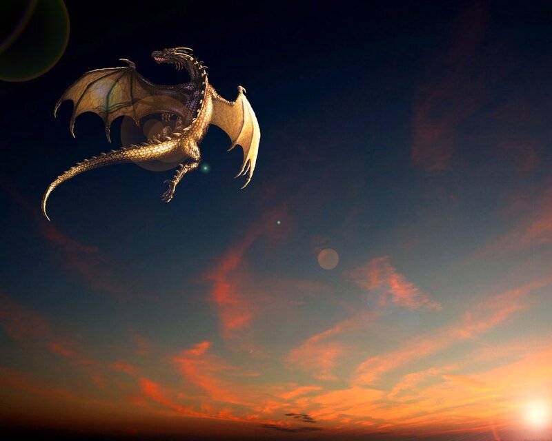 Golden Dragon Flying — Orange