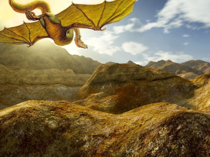 Golden Dragon Flying — Yellow