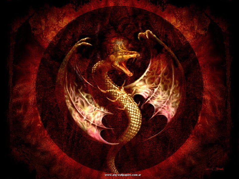 Golden Dragon in Circle
