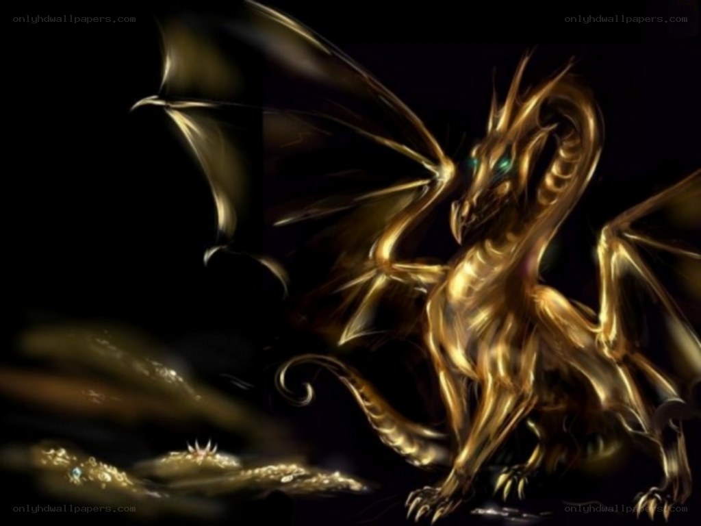 golden dragon in darkness