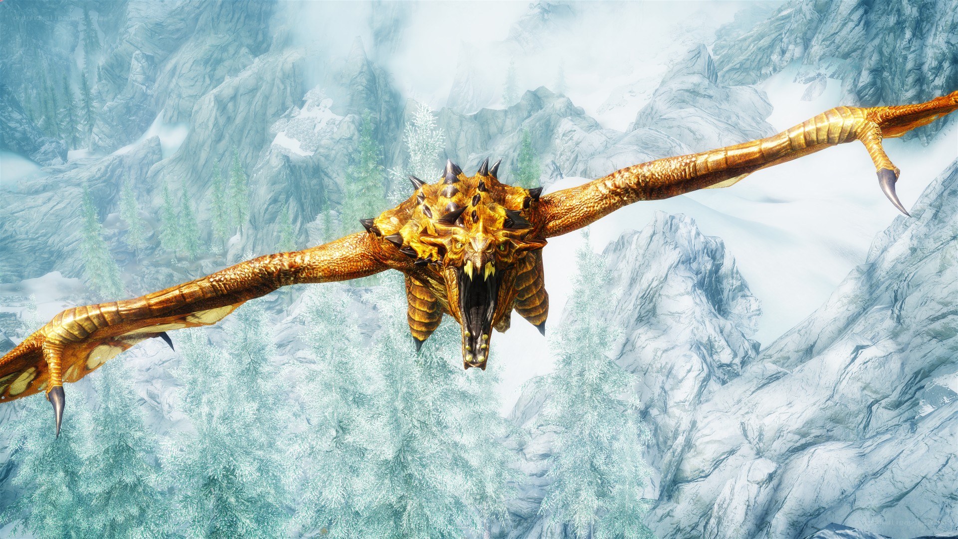 golden dragon in flight
