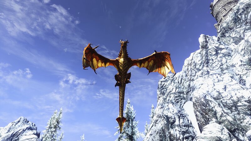 Golden Dragon in Flight — Blue