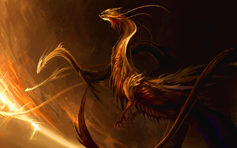 Golden Dragon in Flight — Gold