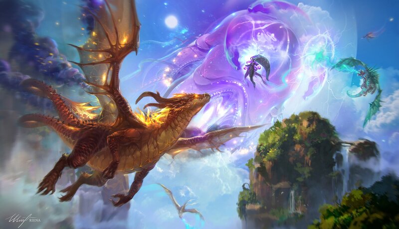 Golden Dragon in Flight — Purple
