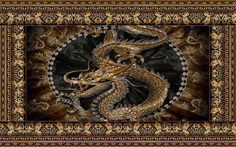 Golden Dragon in Ornate Frame