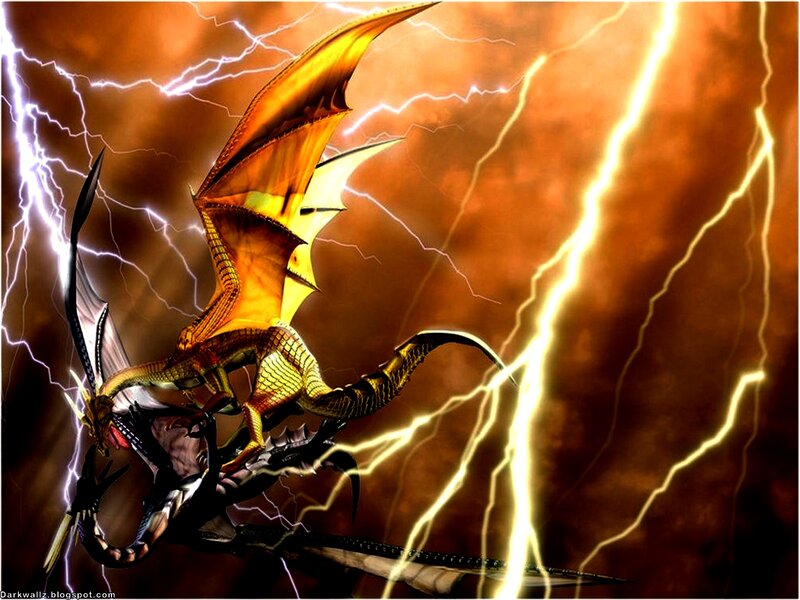 Golden Dragon in Storm — Orange