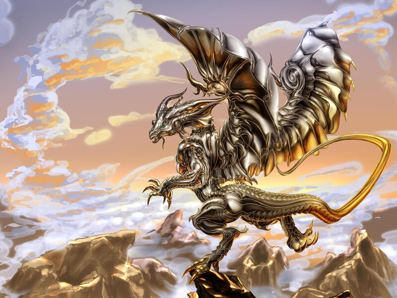 golden dragon in the sky