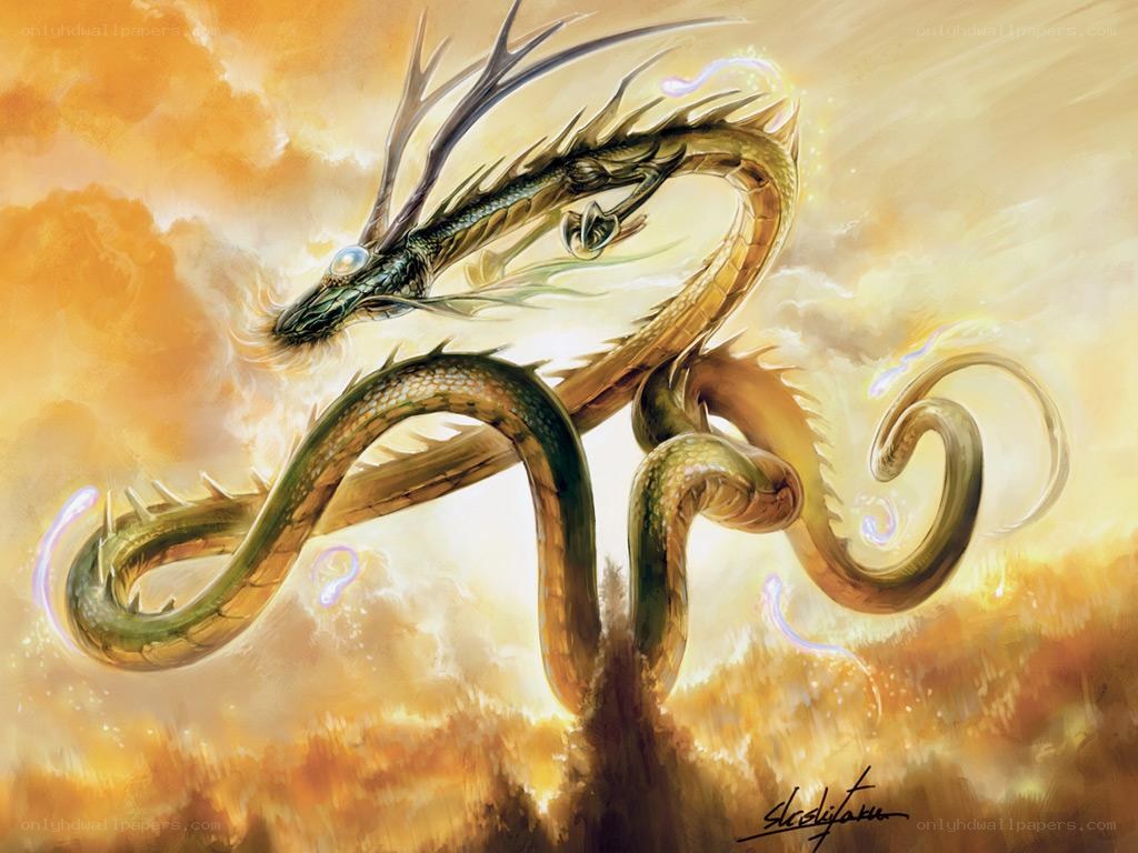 Golden dragon in the sky