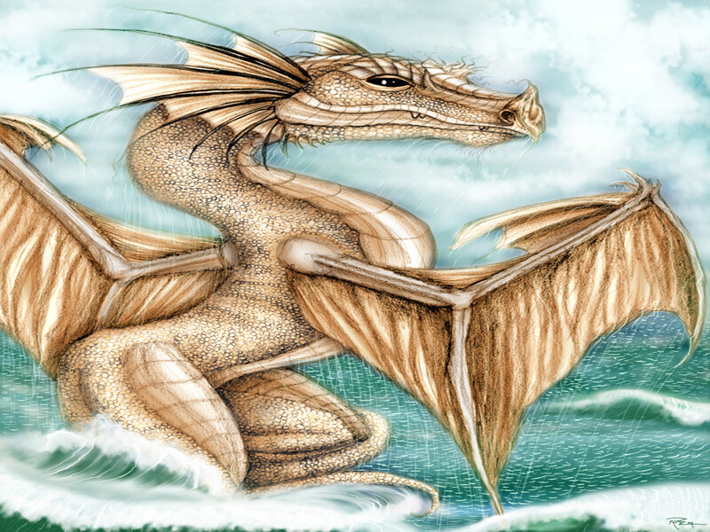 Golden Dragon in Water