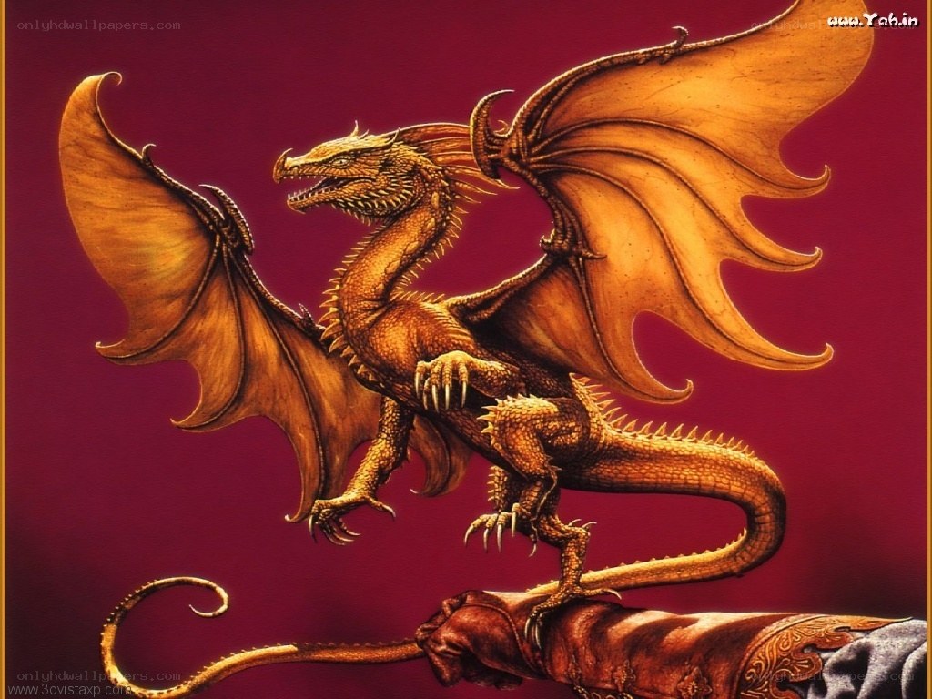 Golden dragon on a hand