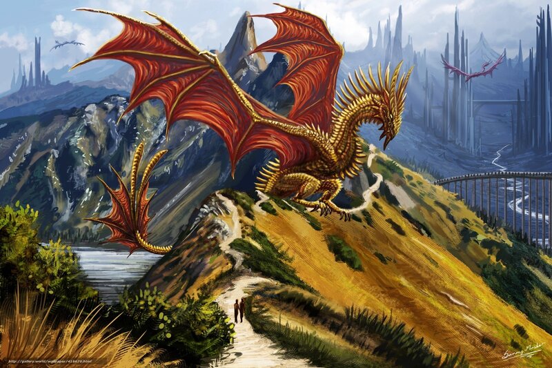 Golden Dragon on Hillside — Gold