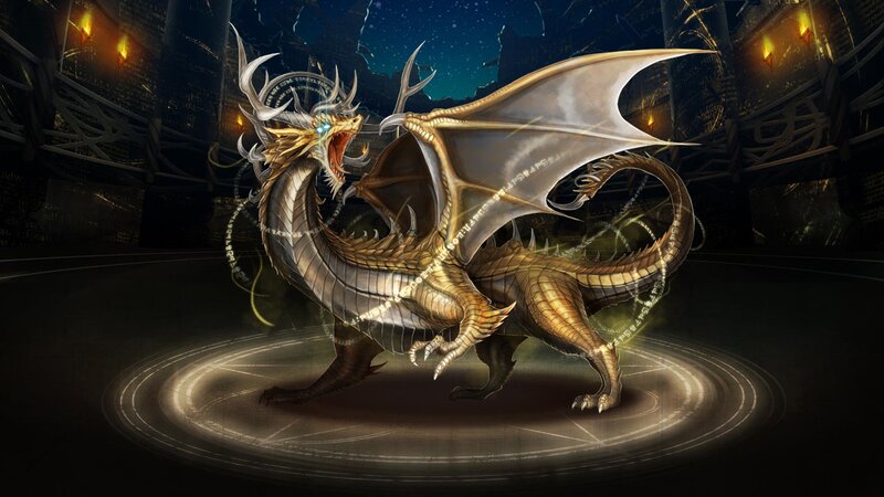 Golden Dragon on Platform