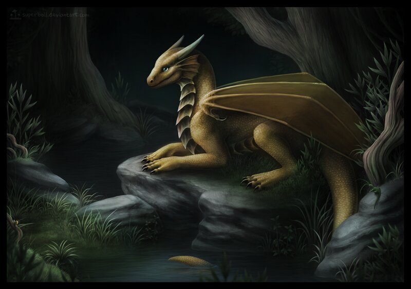 Golden Dragon on Rock — Gold