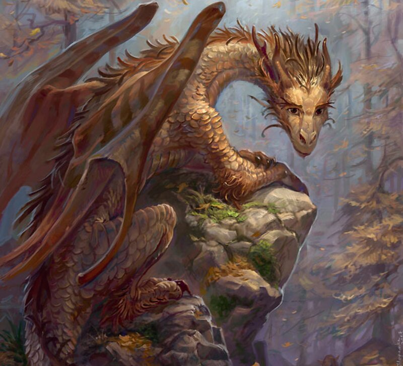 Golden Dragon on Rock