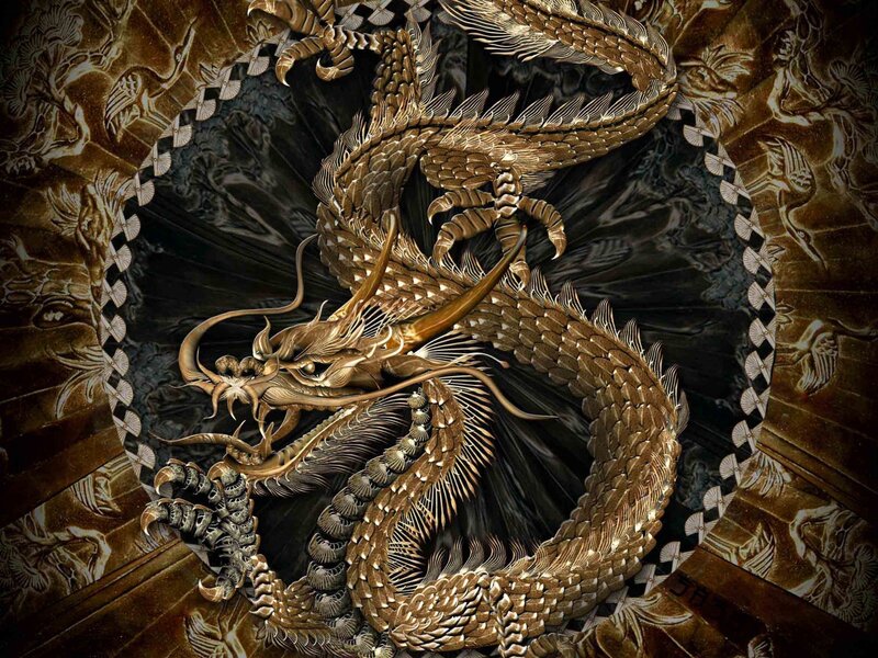 Golden Dragon Sculpture — Gold