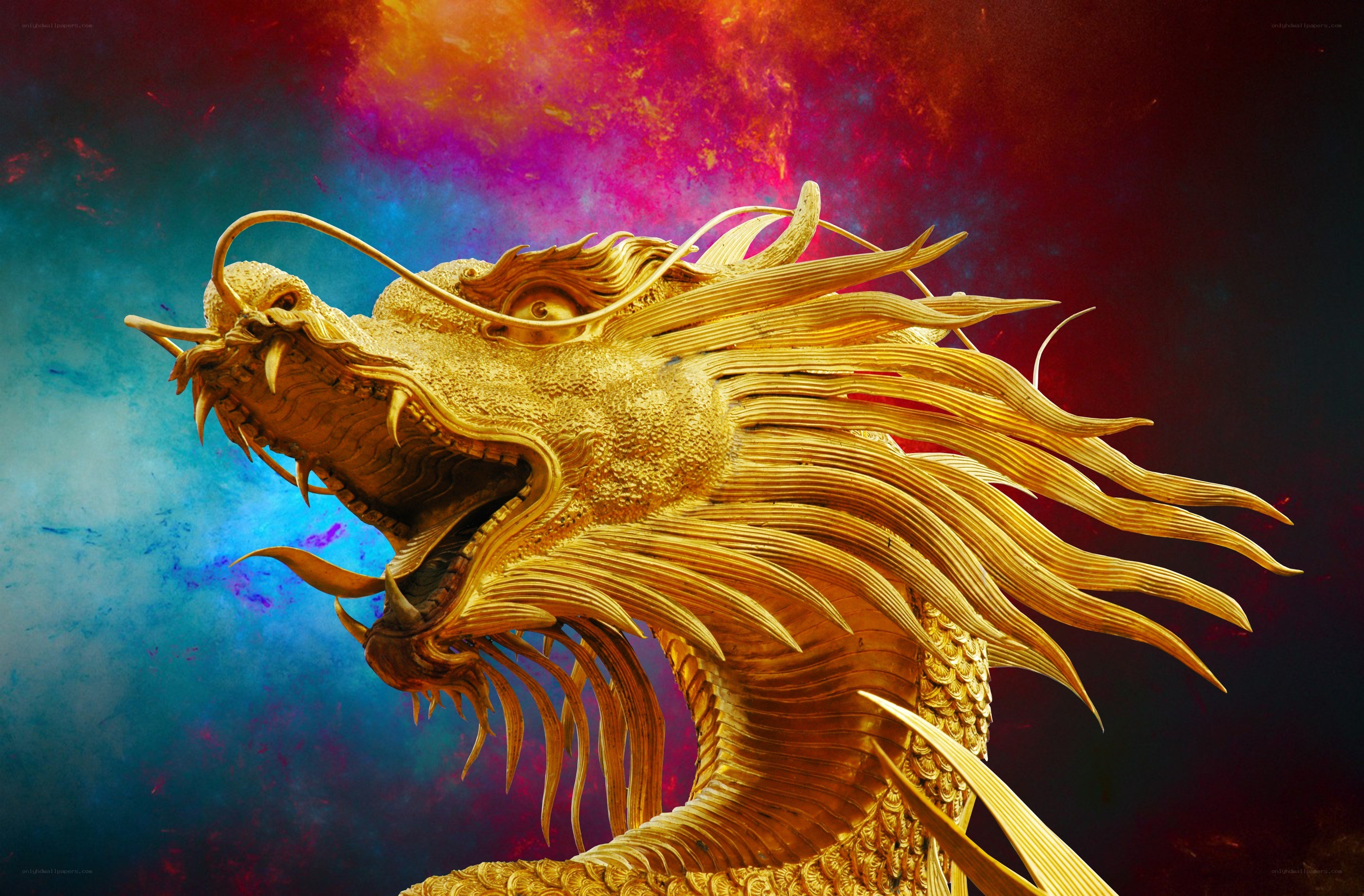 Golden dragon sculpture