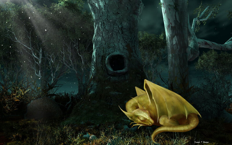 Golden Dragon Sleeping — Gold