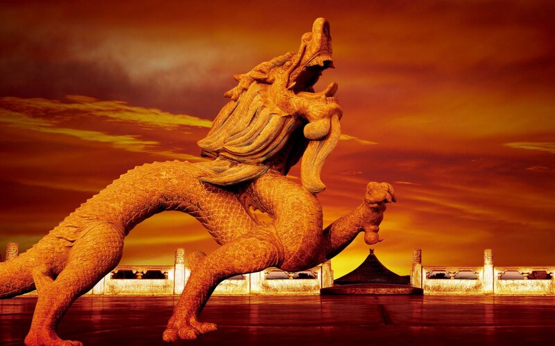 Golden Dragon Statue — Orange