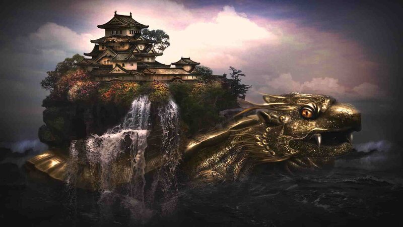 Golden Dragon with Castle