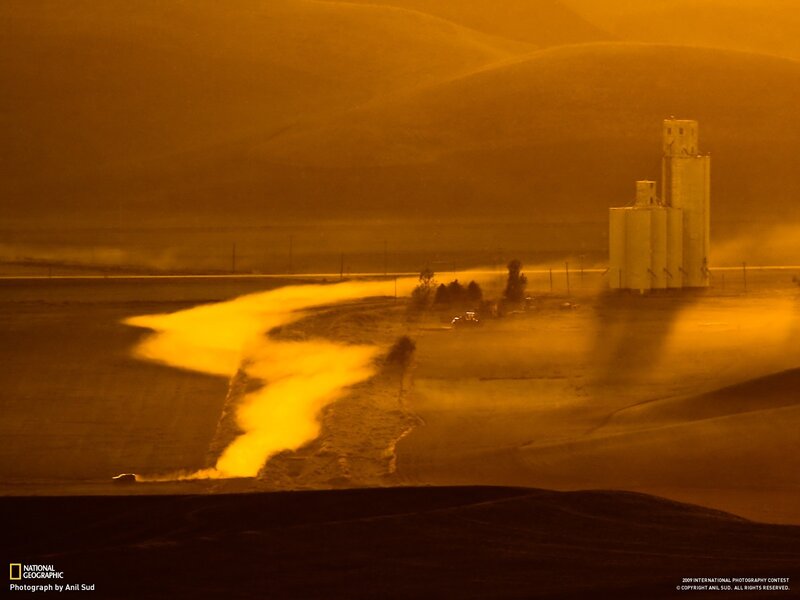 Golden Dust Storm at Dusk