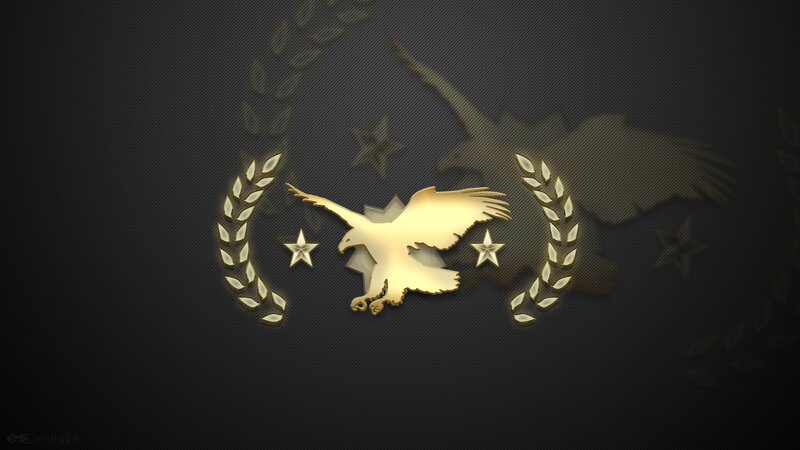 Golden Eagle Emblem — Gold, Dramatic, Digital Art, Laurel Wreath