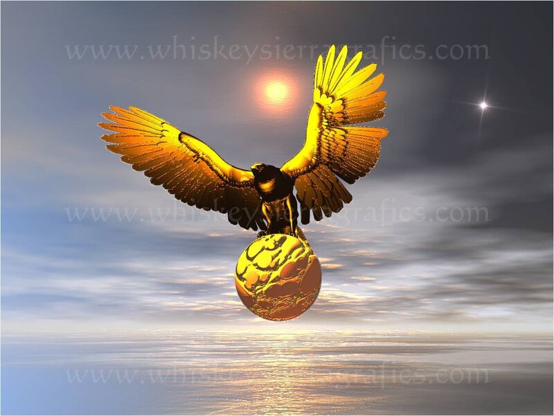 golden eagle holding a sphere