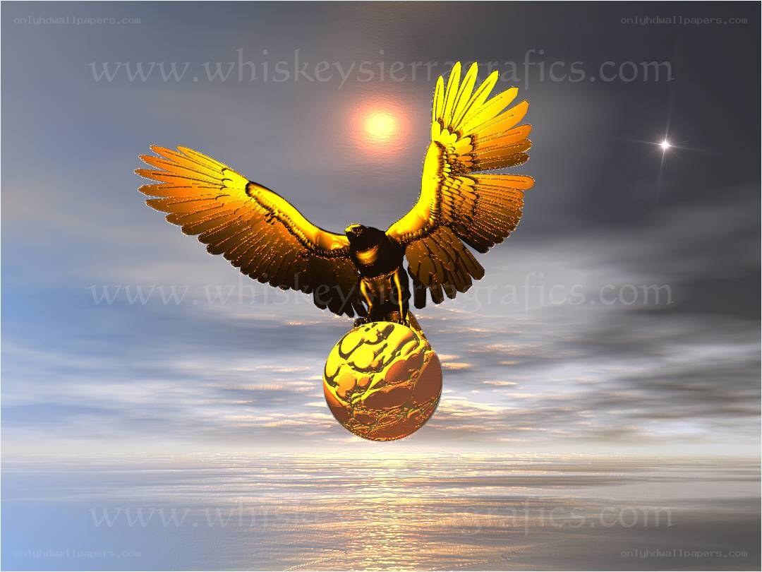 golden eagle holding a sphere