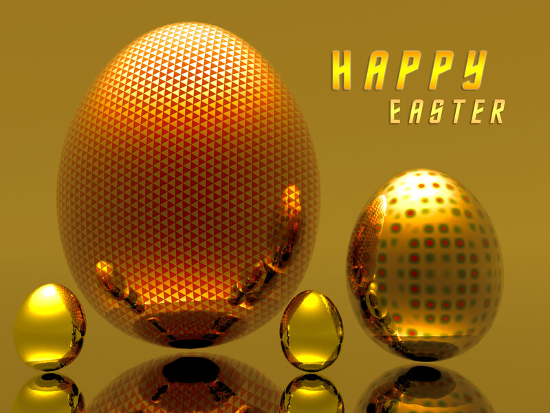 Golden Easter eggs celebration