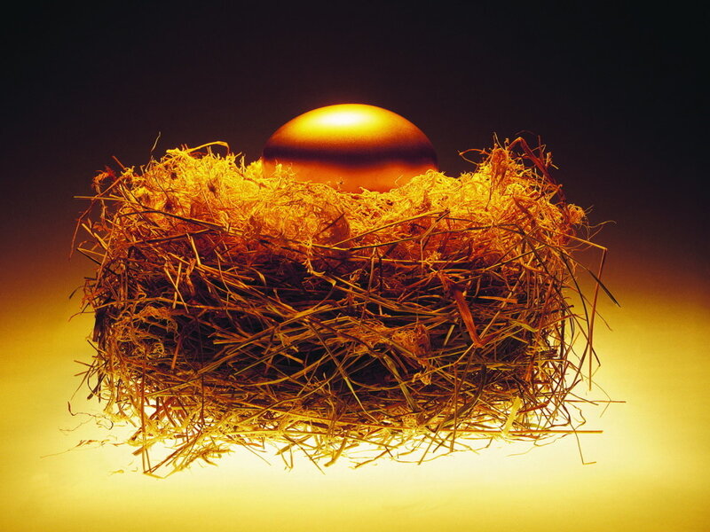Golden Egg in Nest — Gold, Dramatic, Photograph
