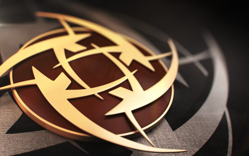 Golden Emblem on Dark Surface