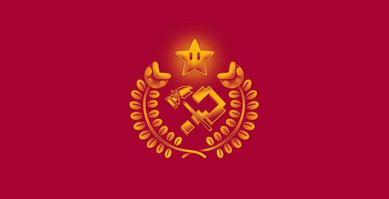Golden Emblem on Red — Formal