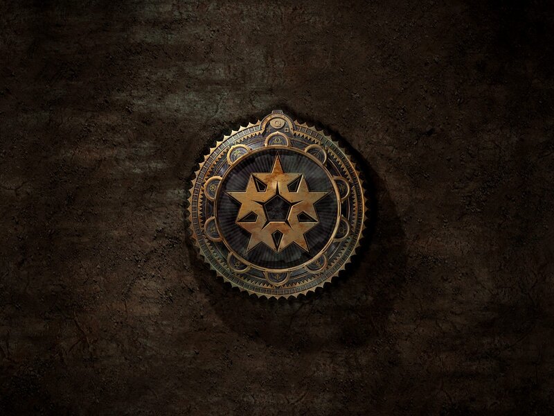 Golden Emblem on Wall — Gold