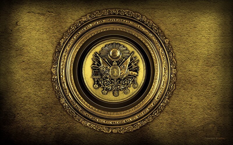 Golden Emblem on Wall