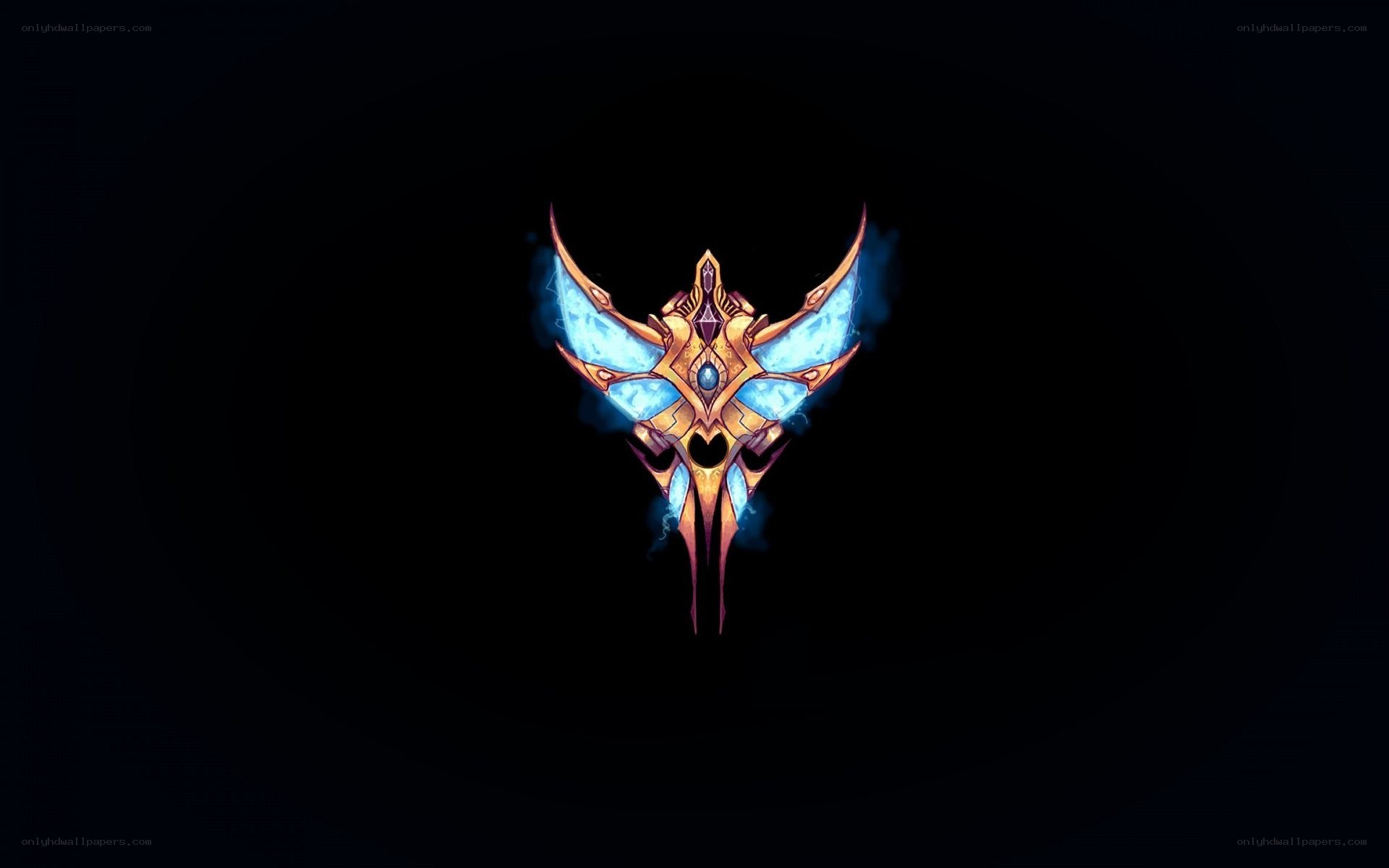 golden emblem with blue wings