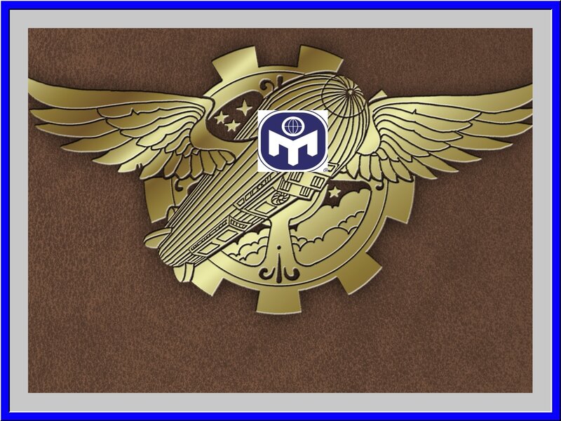 golden emblem with wings and gear