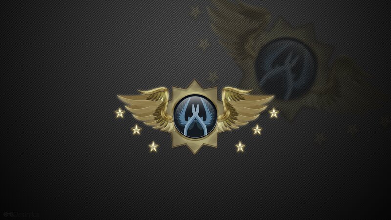 Golden Emblem with Wings — Black, Dramatic, Digital Art