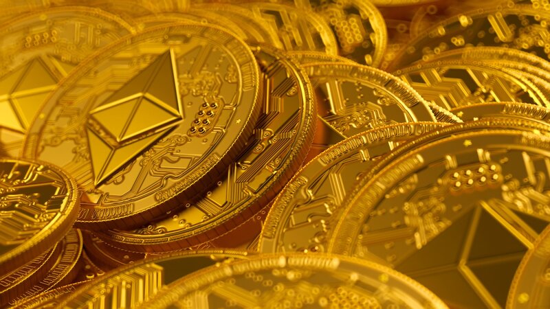 Golden Ethereum Coins