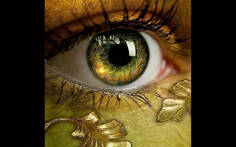 golden eye with intricate patterns