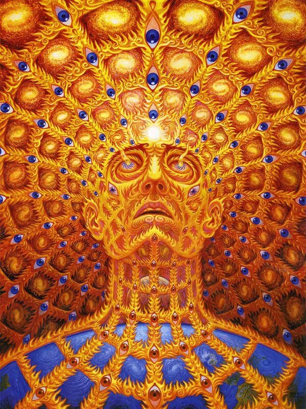 Golden face with eyes