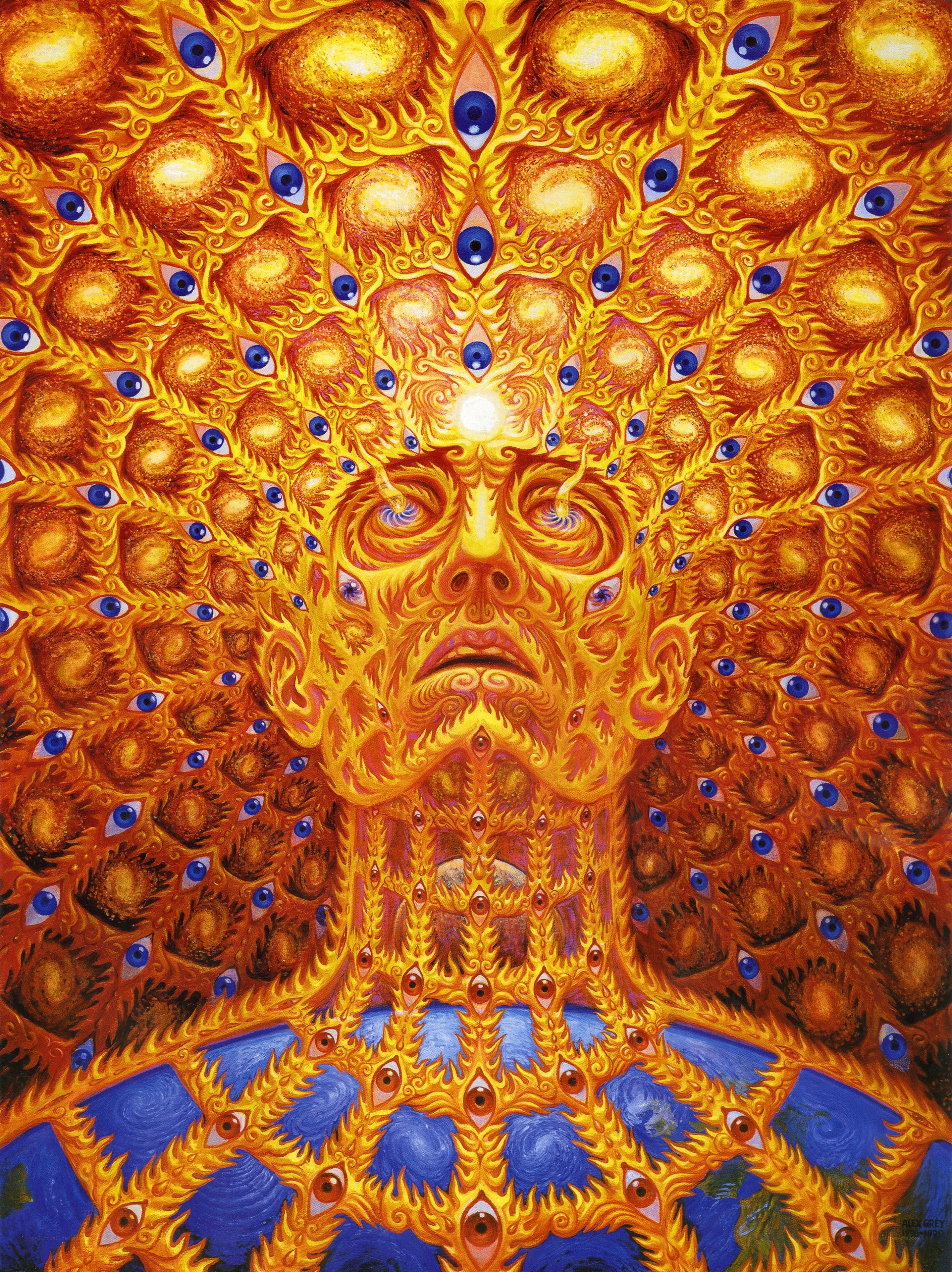 Golden face with eyes