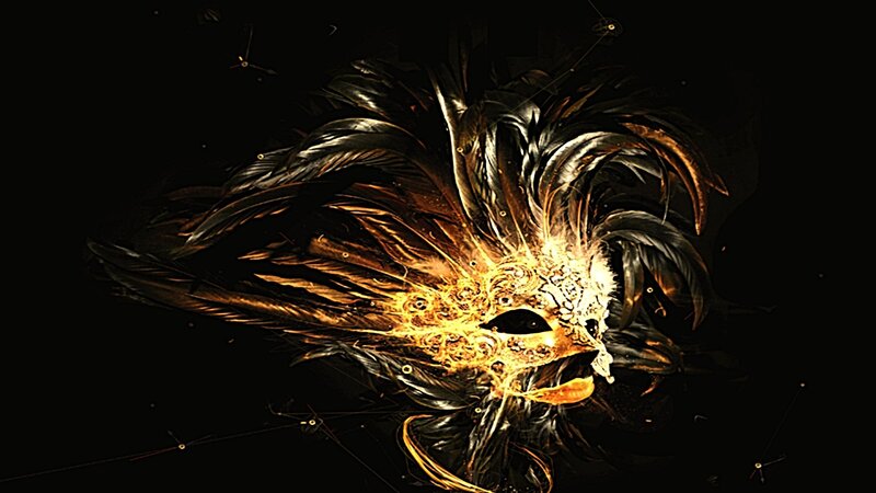 golden feathered mask art